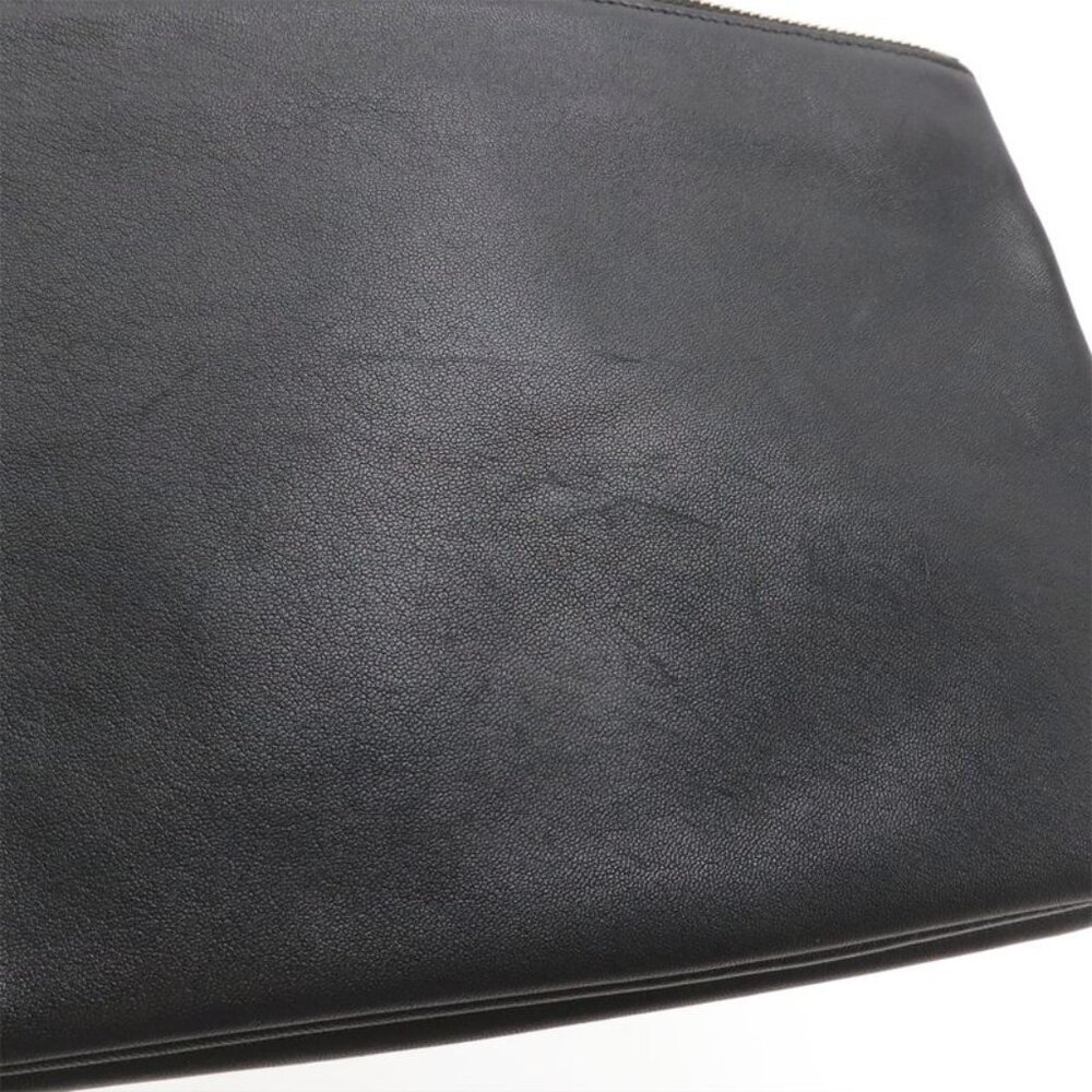 Celine Trio Large Shoulder Bag Pochette Crossbody Pouch Leather Black Silver - Picture 4 of 8